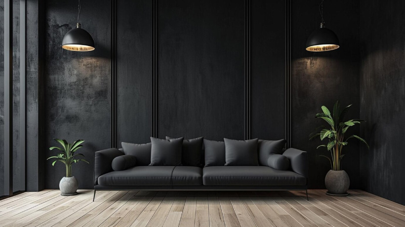 minimalist-black-interior-with-black-sofa